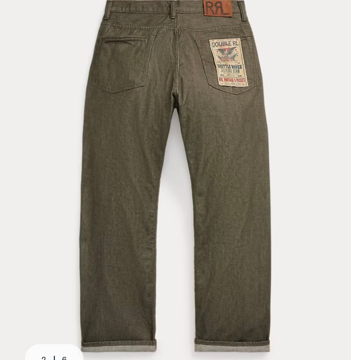 RRL 리미티드 빈파포 올리브 셀비지 32/32 상품이미지2