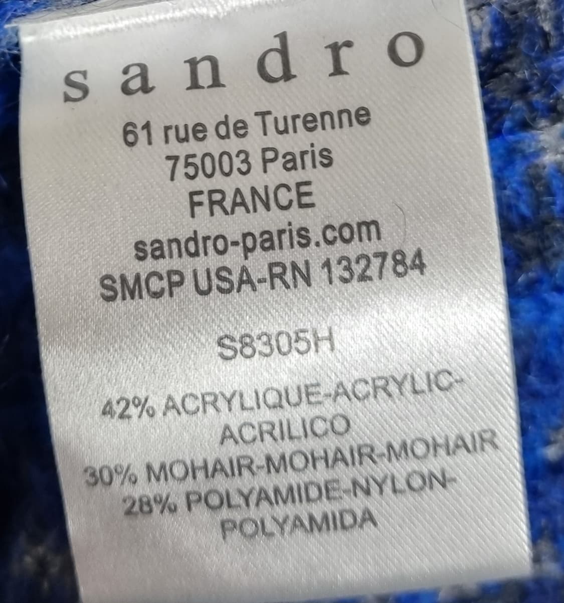 1사이즈) 산드로 블루 패턴 모헤어 니트 상품이미지4