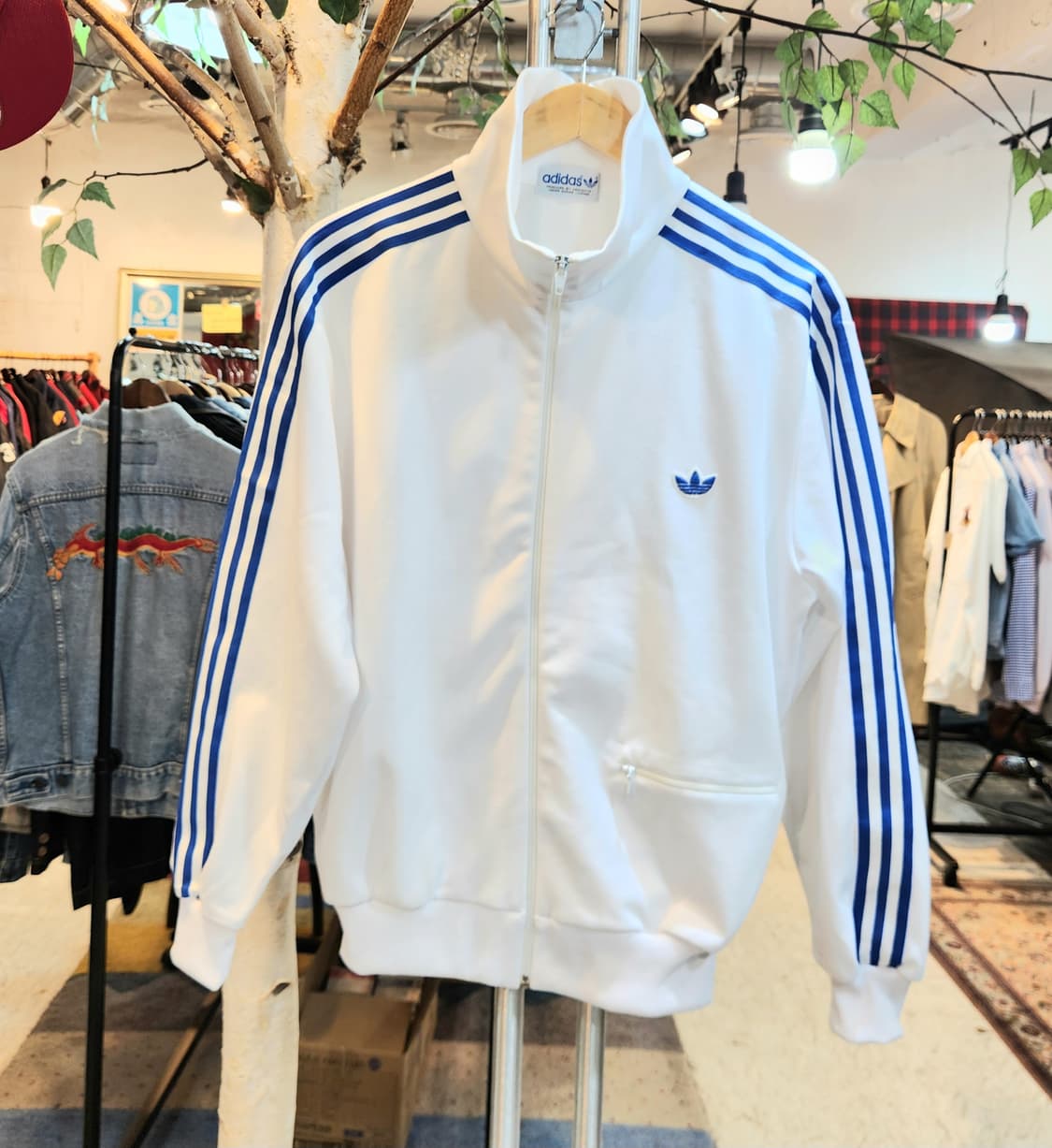 80s 아디다스 올드스쿨 삼선 화이트 트랙탑 져지 상품이미지8