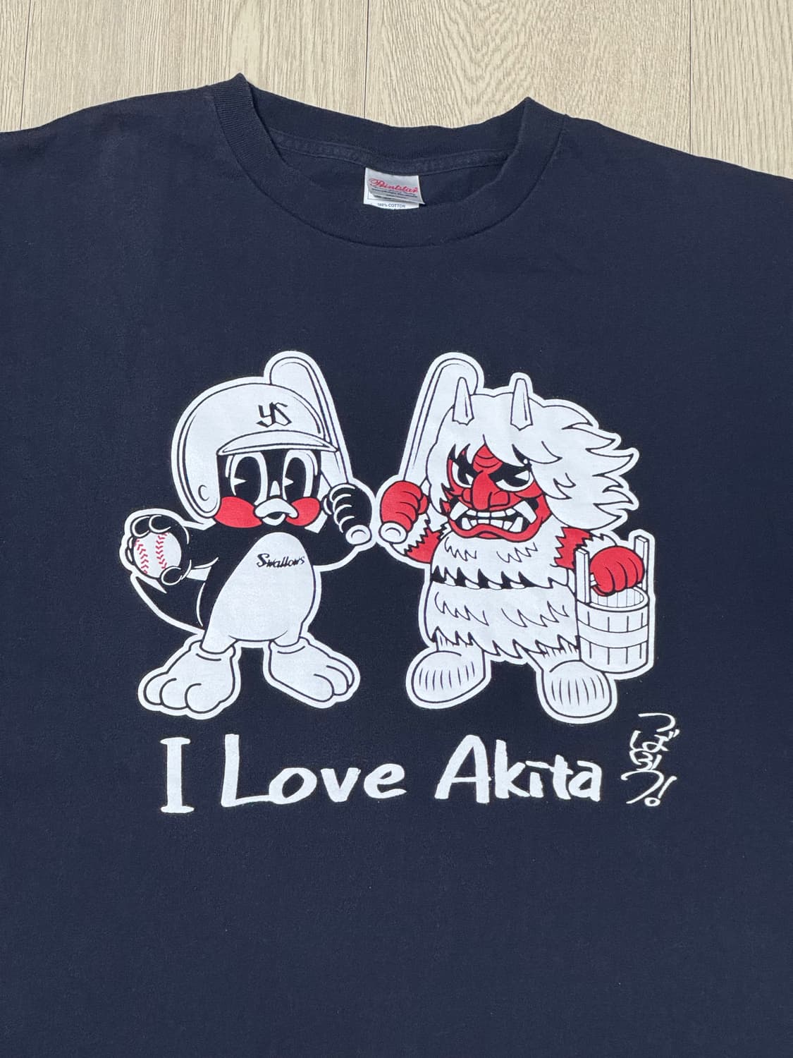 도쿄 야쿠르트 스왈로즈 x I Love Akita 한정 티셔츠 네이비 L 상품이미지1