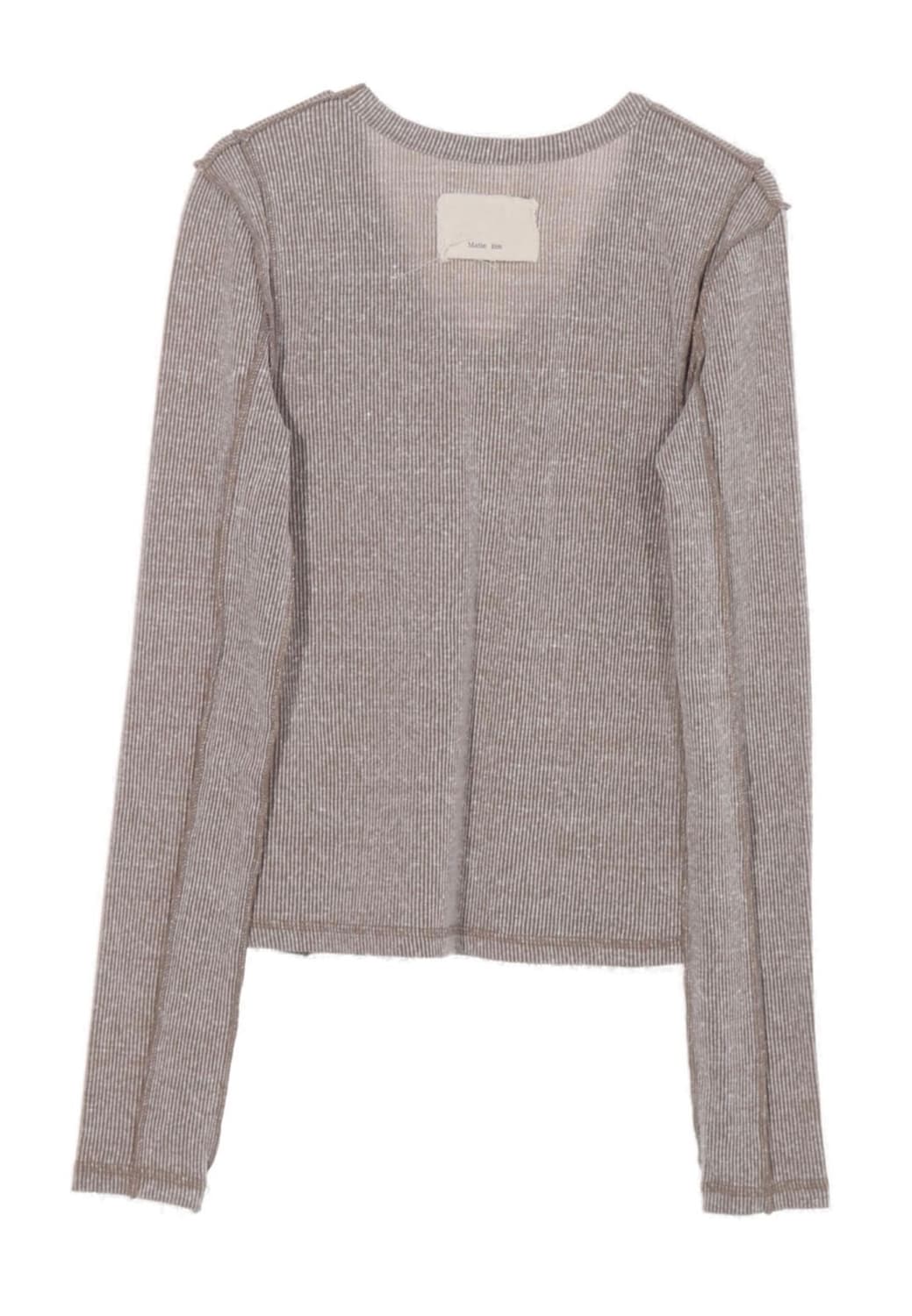 마뗑킴 스티치 브이넥 슬림 탑 라이트 브라운 상품이미지4