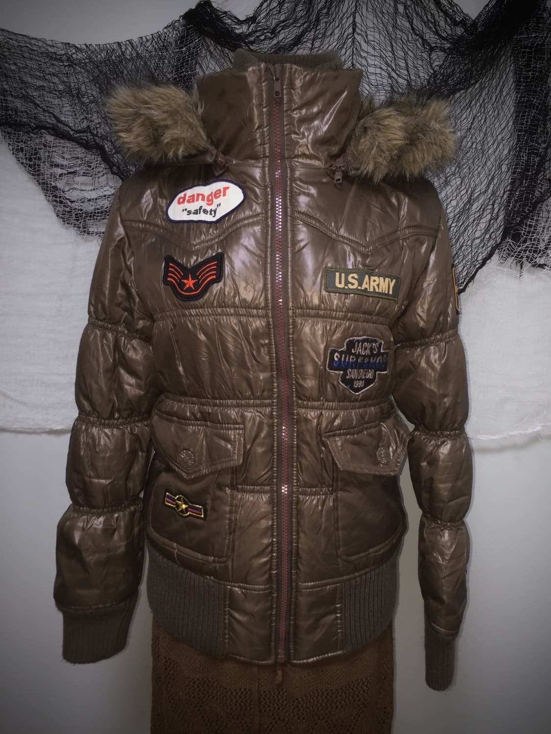 CASSE y2k khaki embroider slim padding 상품이미지2