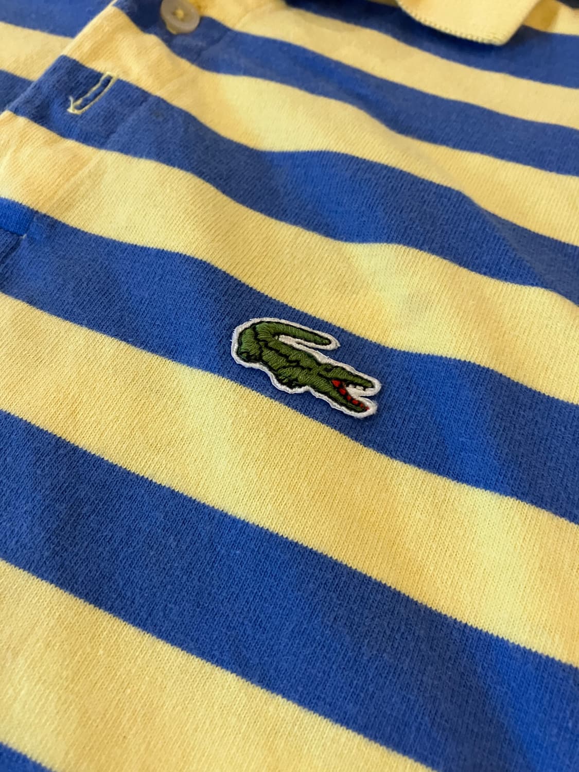 70s IZOD 라코스테 스트라이프 카라티 옐로블루 상품이미지2