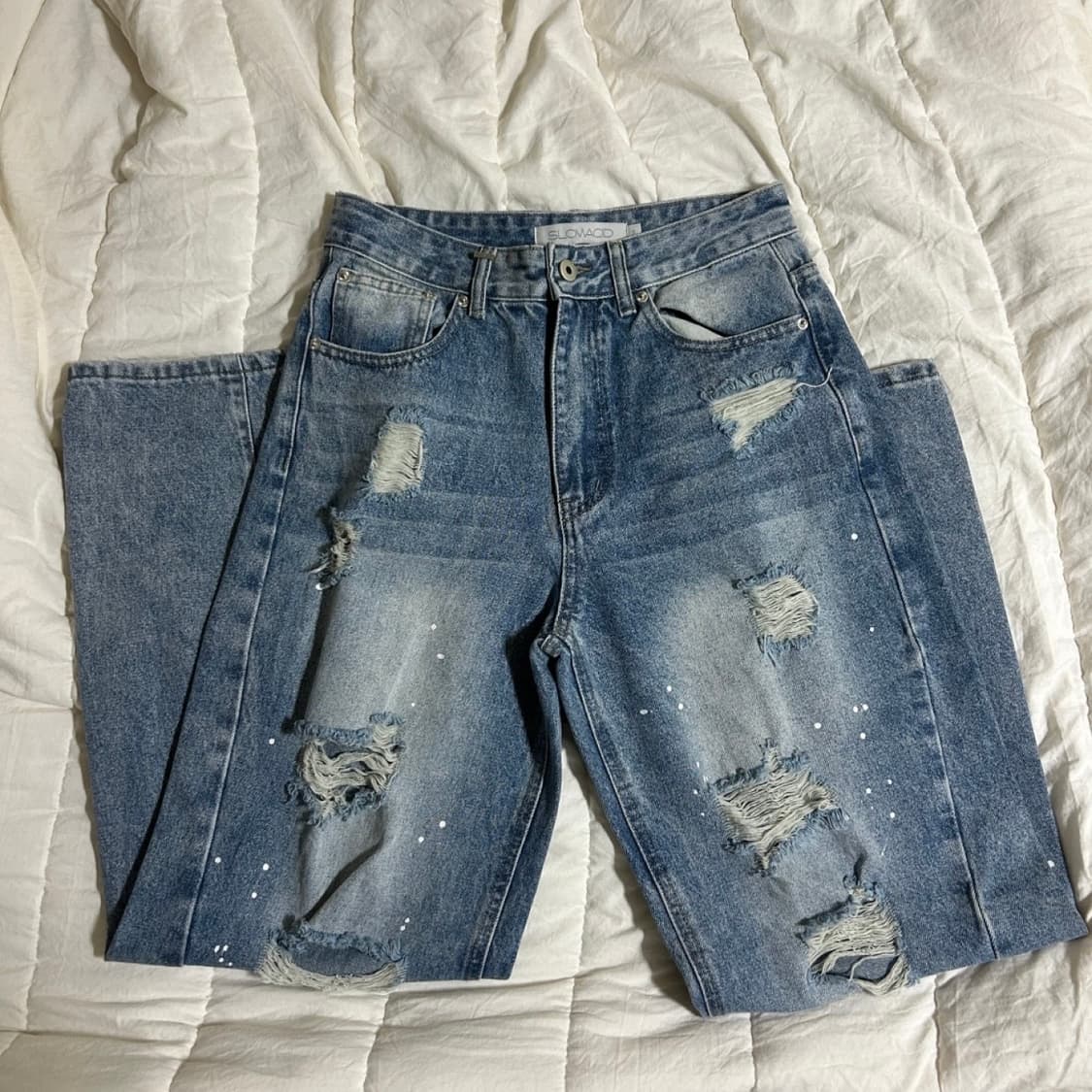 [1회착용] 슬로우애시드 디스트로이드 와이드 데님팬츠 상품이미지2