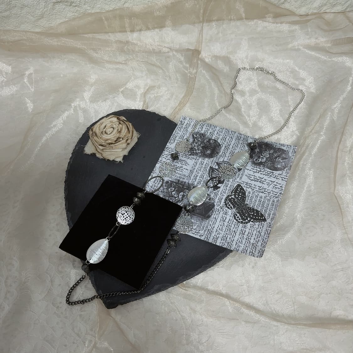 빈티지 고딕 랩 레이스 메탈 쿠바체인 목걸이 상품이미지2