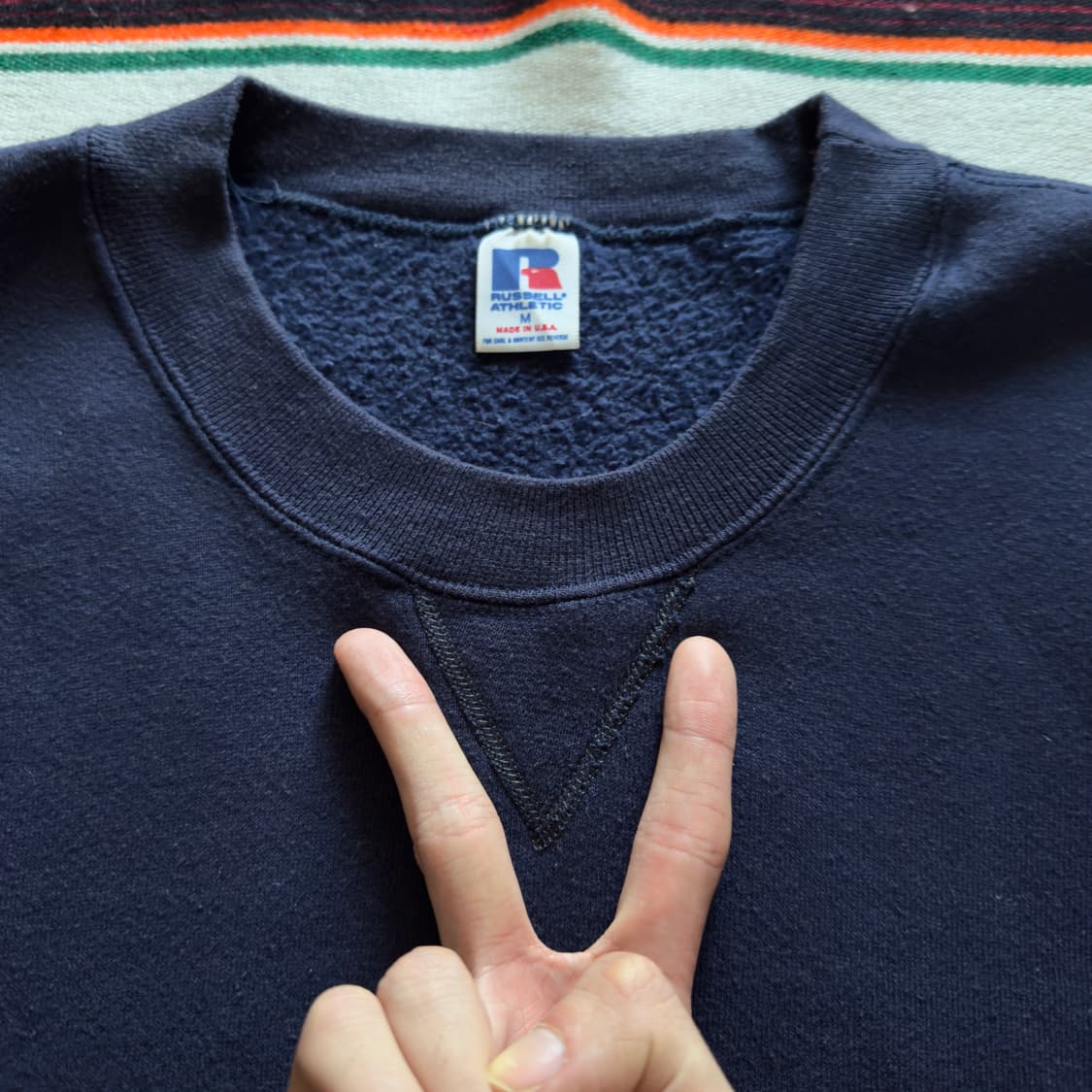 80s USA Russell Navy Sweatshirt 상품이미지4