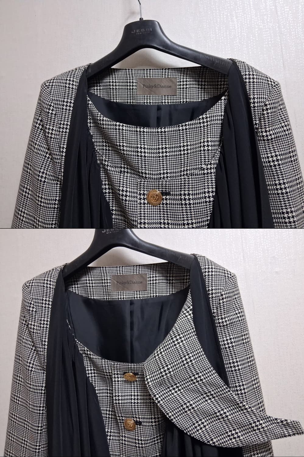 Pinky&Dianne 일본 핑키앤다이앤  검정체크 금장버턴 순모 쟈켓코 상품이미지6