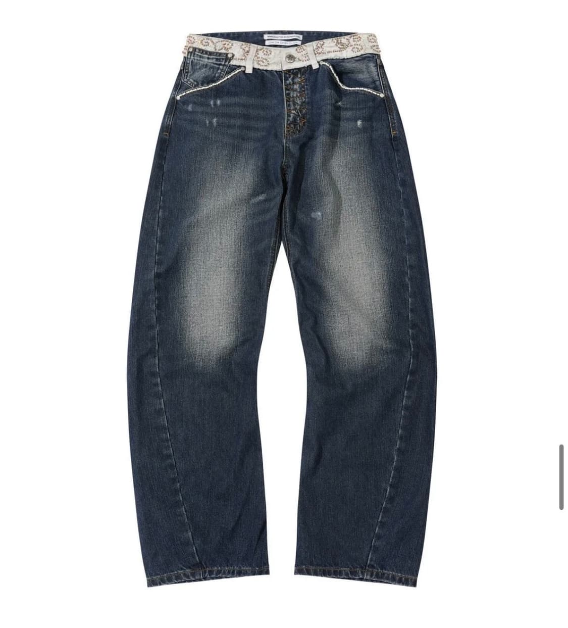 스컬프터Beaded Waist Denim Pants Indigo Blue 상품이미지4