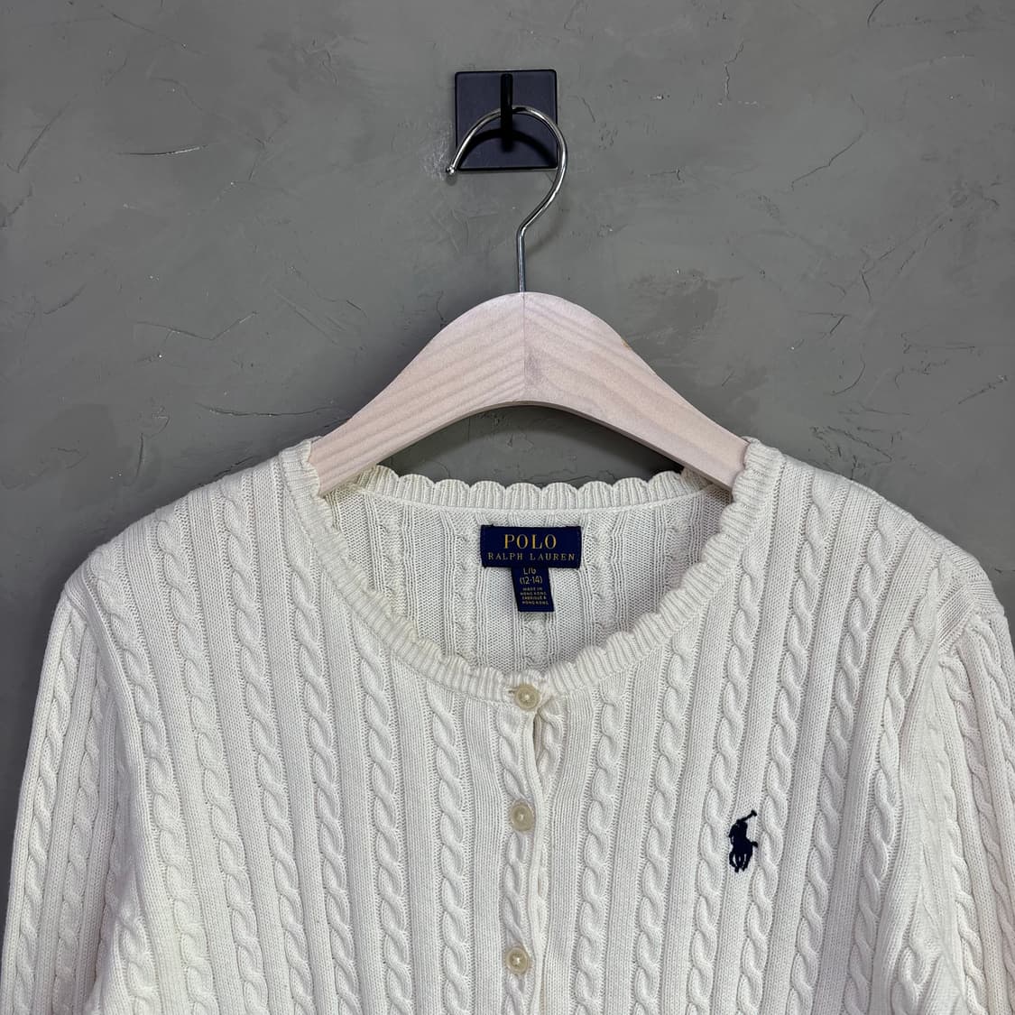 폴로 랄프로렌 꽈배기 니트 가디건 화이트 상품이미지2