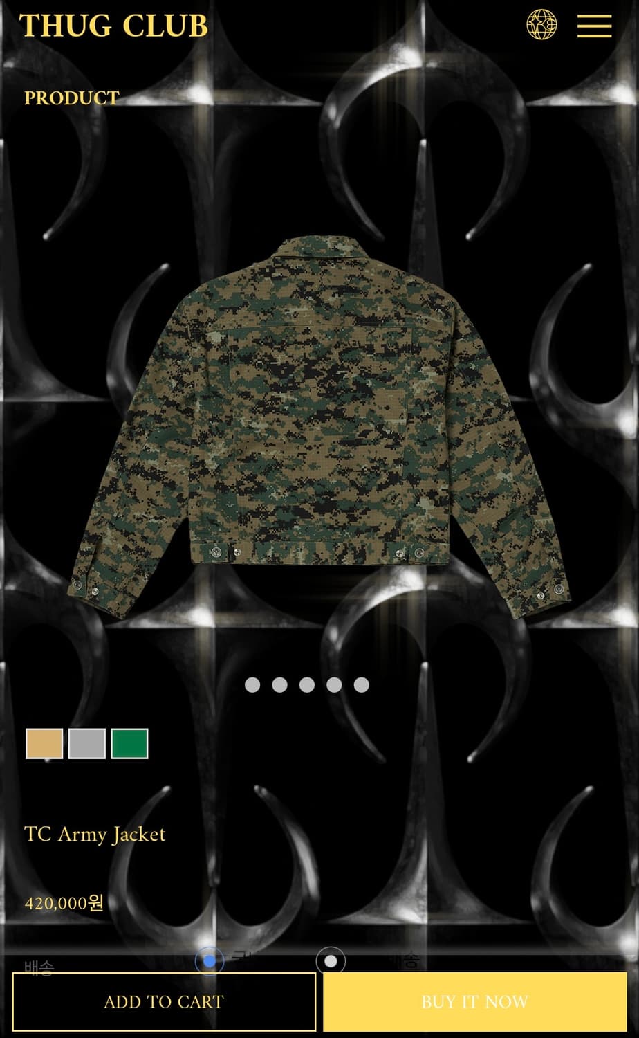 (새상품)떠그클럽 Thug Club TC 아미 카모 자켓 상품이미지2