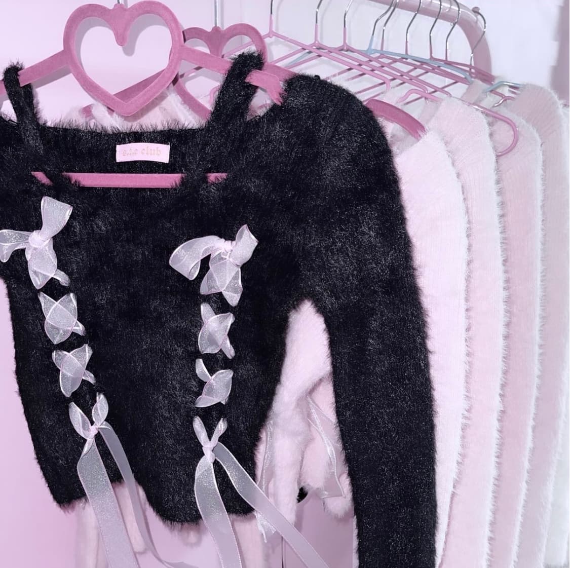 STC빈티지 발레리나니트 발레코어 히메갸루 앙고라 리본 아일렛니트 옾숄 상품이미지1