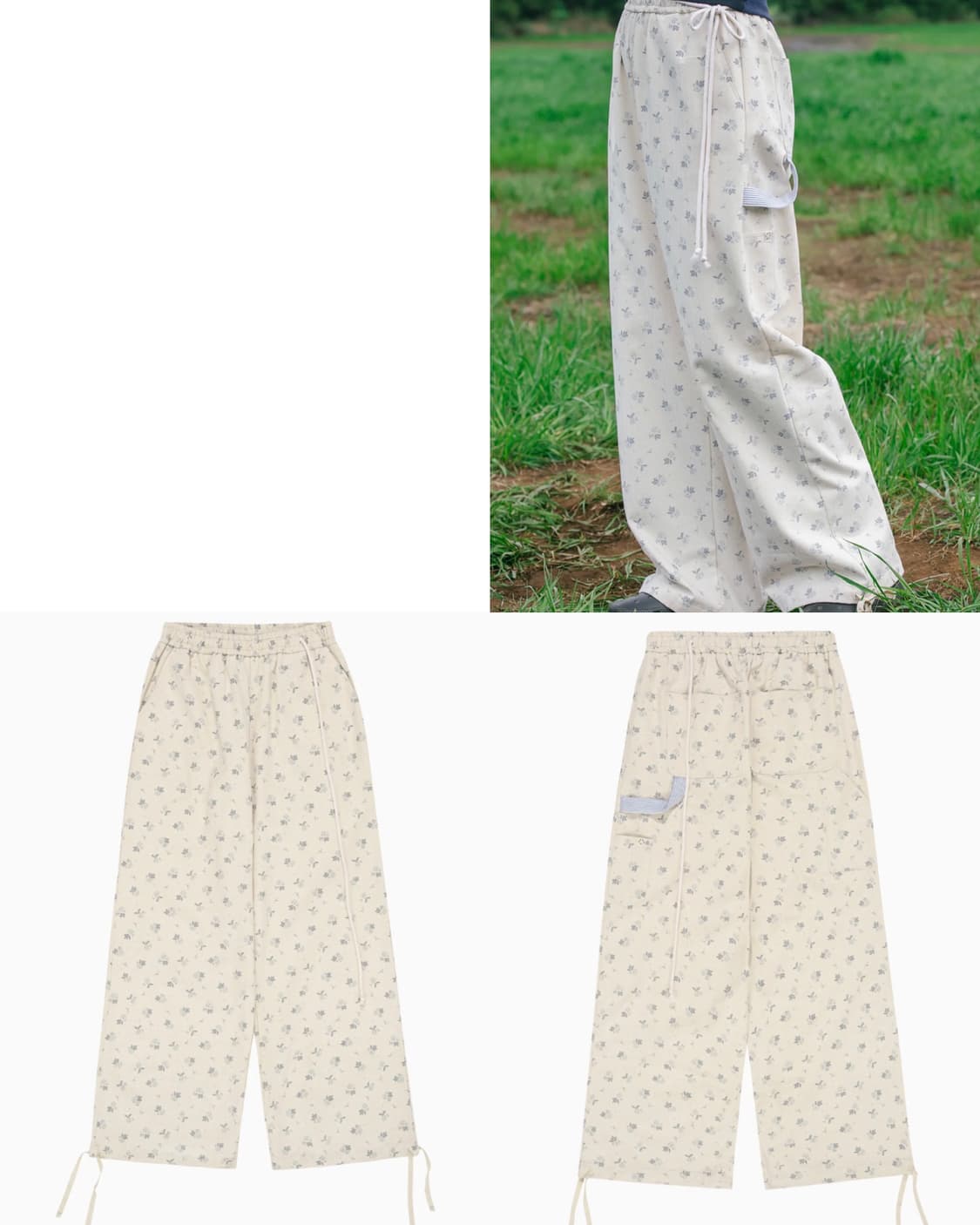 오헤시오 플로럴 카펜터 팬츠 크림 상품이미지5