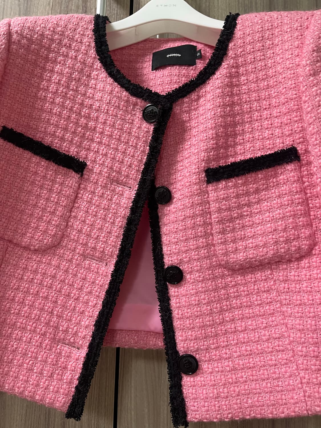 에트몽 트림트위드자켓 핑크 S(2회착용 사용감없음) 상품이미지4