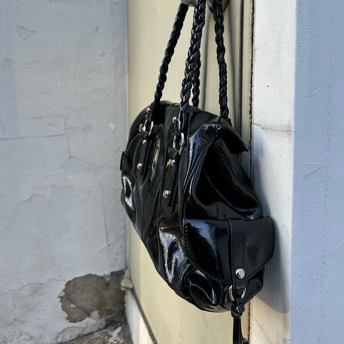 00s 프란체스코 비아시아 페이턴트 가죽 백 상품이미지5