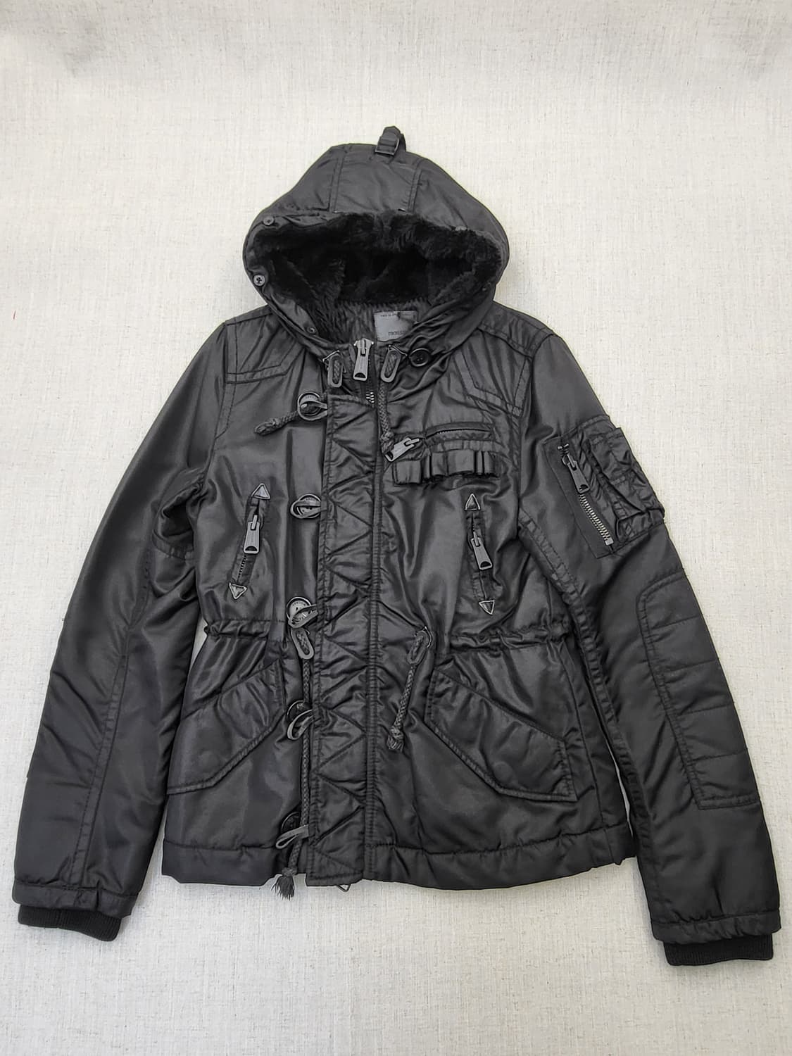 moussy 후드 퍼 안감 패딩 점퍼 블랙 s 상품이미지1