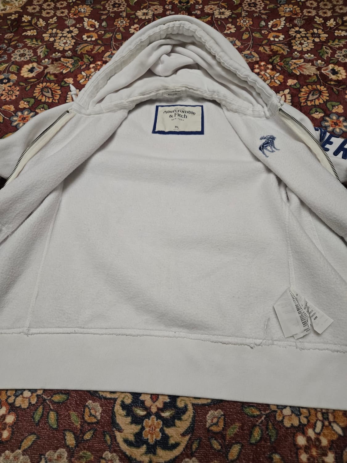 아베크롬비 앤 피치 클래식 자수 로고 후드집업 (화이트) XL 머슬핏 상품이미지7