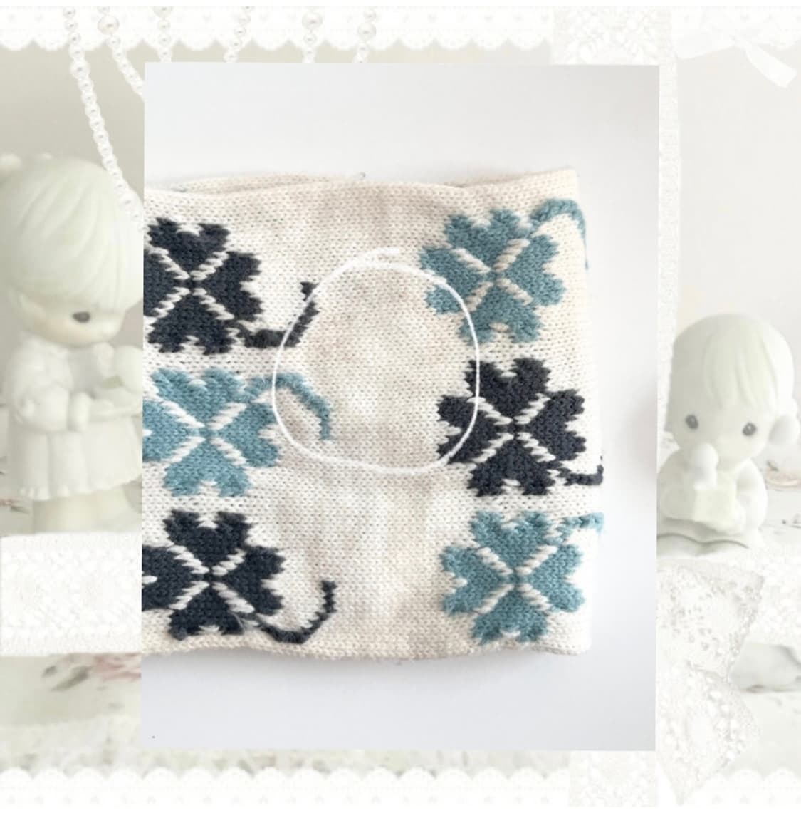 일본 빈티지 모리걸 목도리 스카프 네잎클로버 행운 🍀 상품이미지4