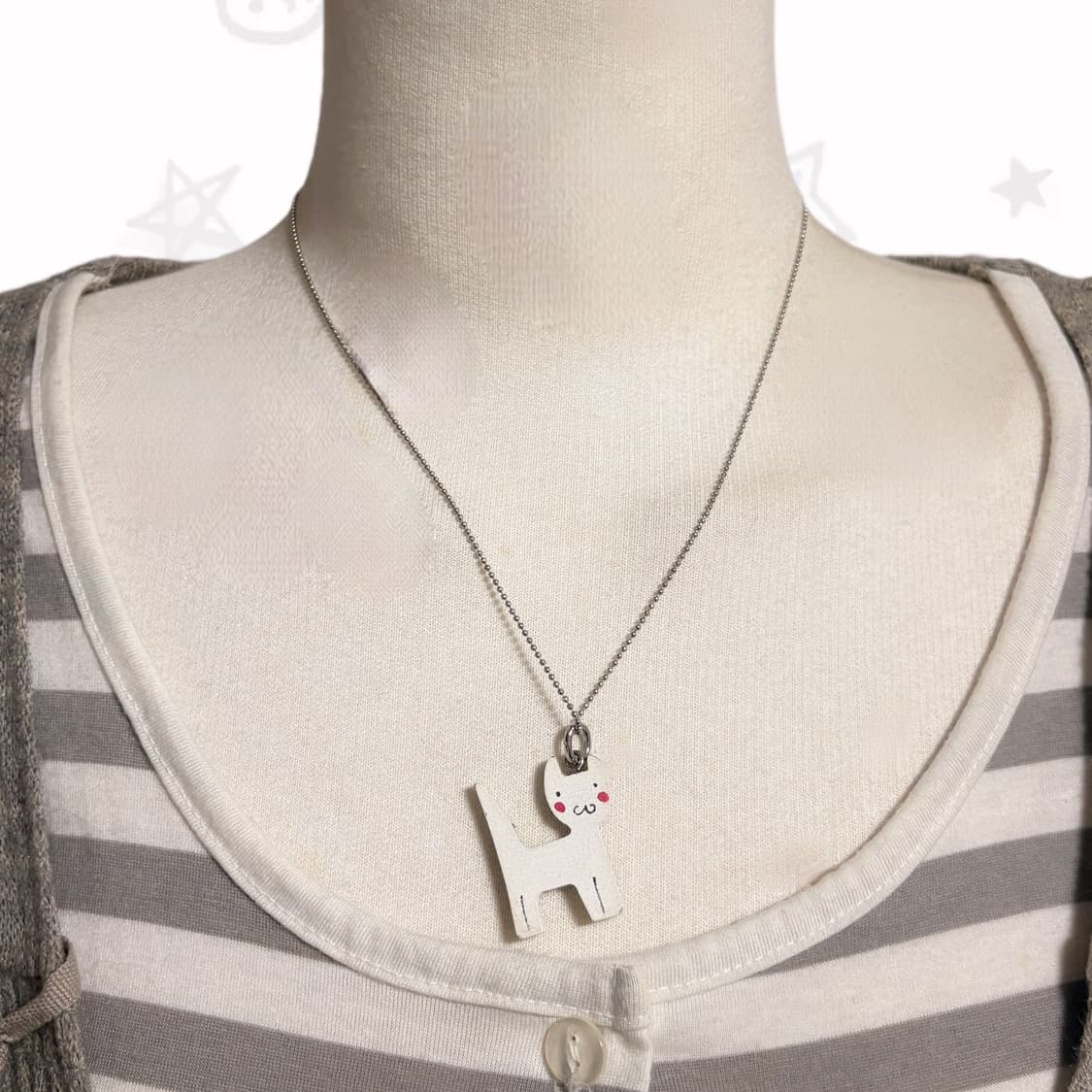 모리걸 페어리 핀터깔 생화 드라이 리버시블 하얀 고양이 목걸이 상품이미지2