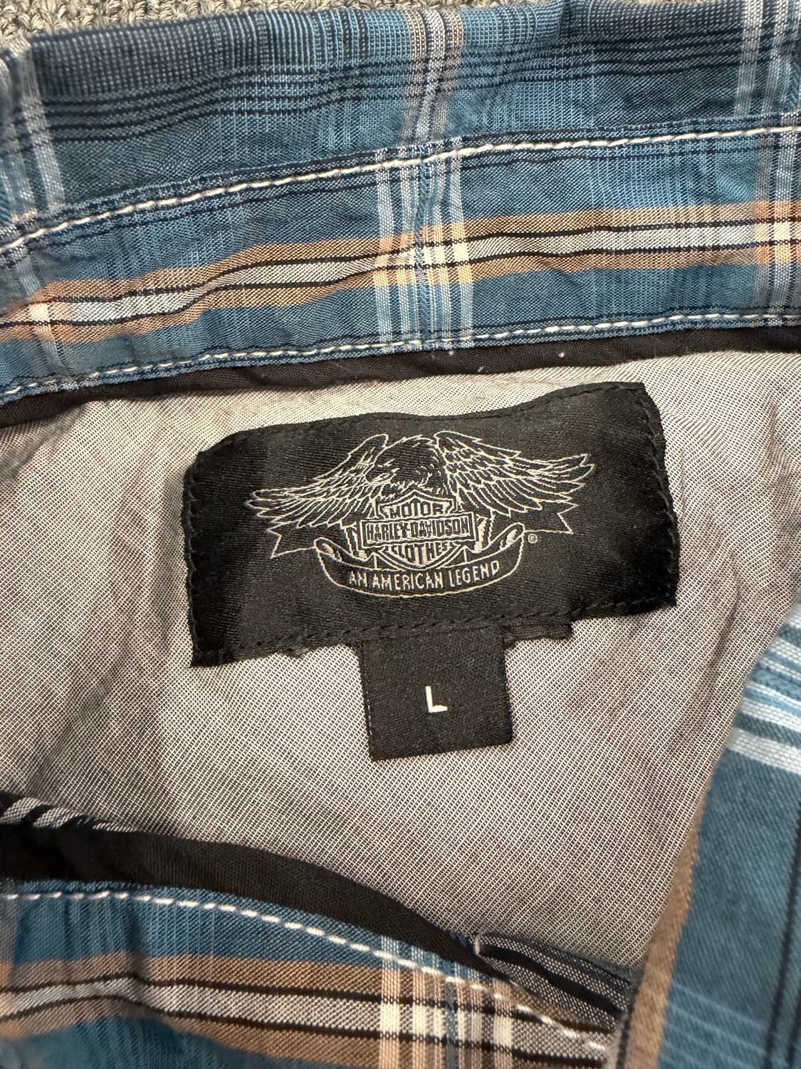 L) 할리데이비슨 빈티지 체크 플란넬 반팔셔츠 상품이미지6