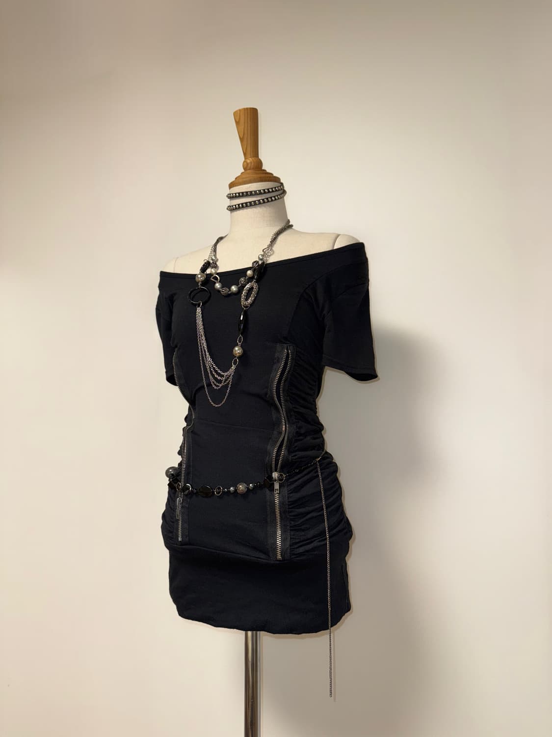 JOKY GAL 지퍼 셔링 갸루 미니 원피스  상품이미지6