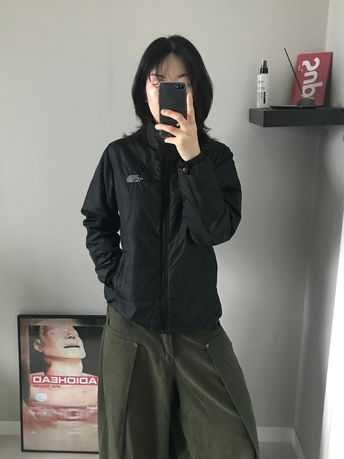 노스페이스 로고 윈드 경량 블랙 패딩 상품이미지3