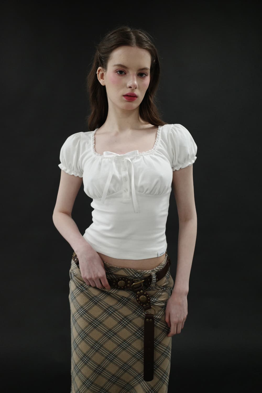 드라이로즈 도로시 셔링탑 화이트 상품이미지2