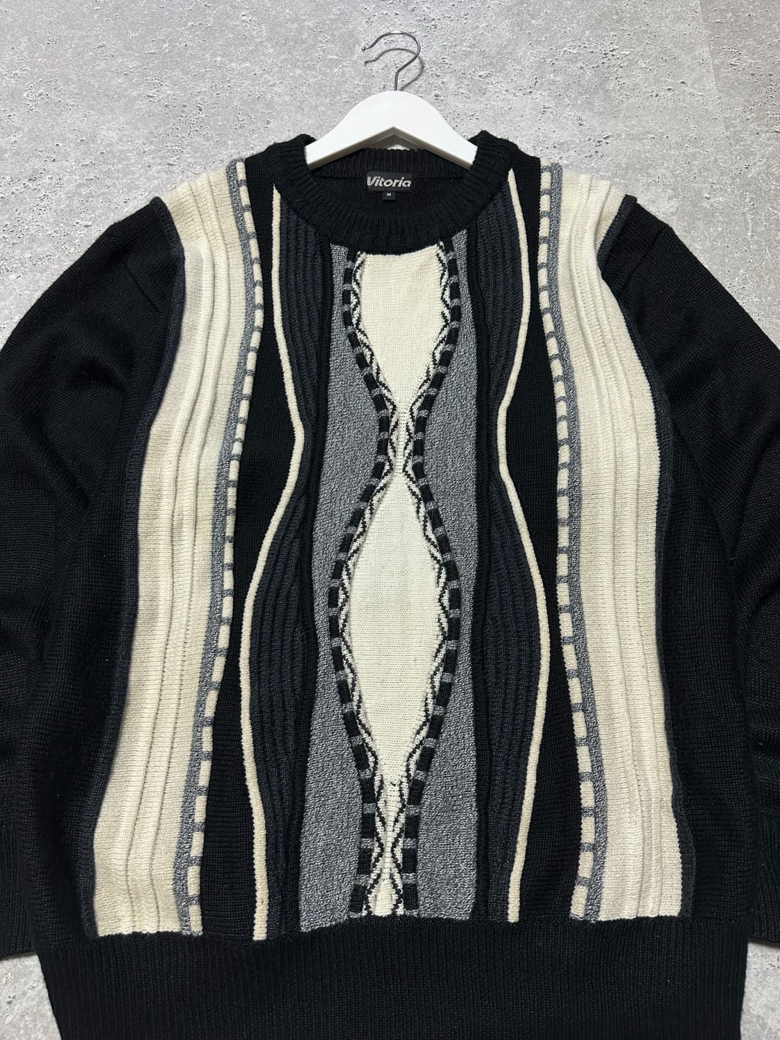 일본 빈티지 Vitoria 케이블 블랙 니트 상품이미지2