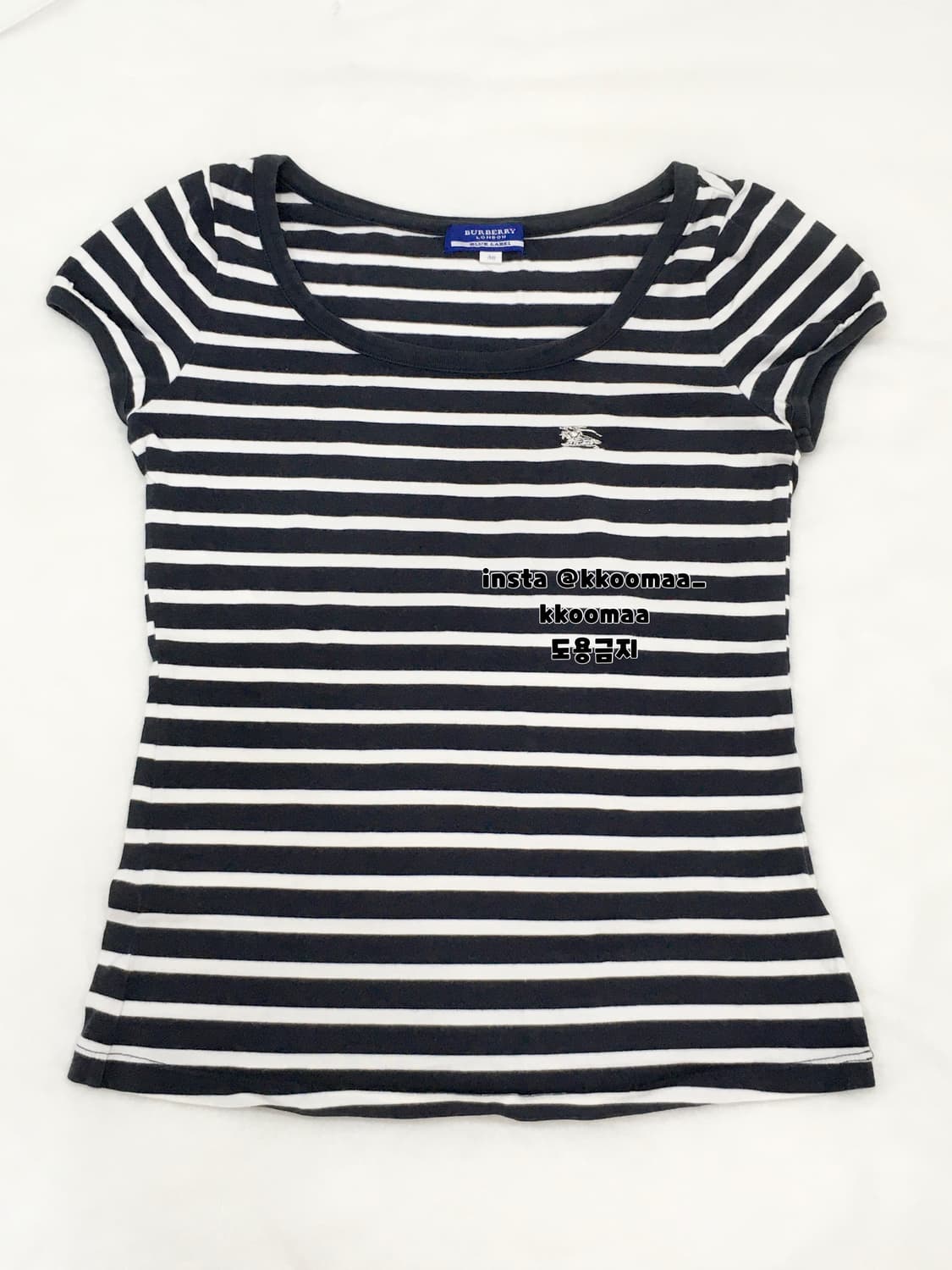 버버리 블루라벨 스프라이트 줄무늬 반팔 티셔츠 상품이미지1