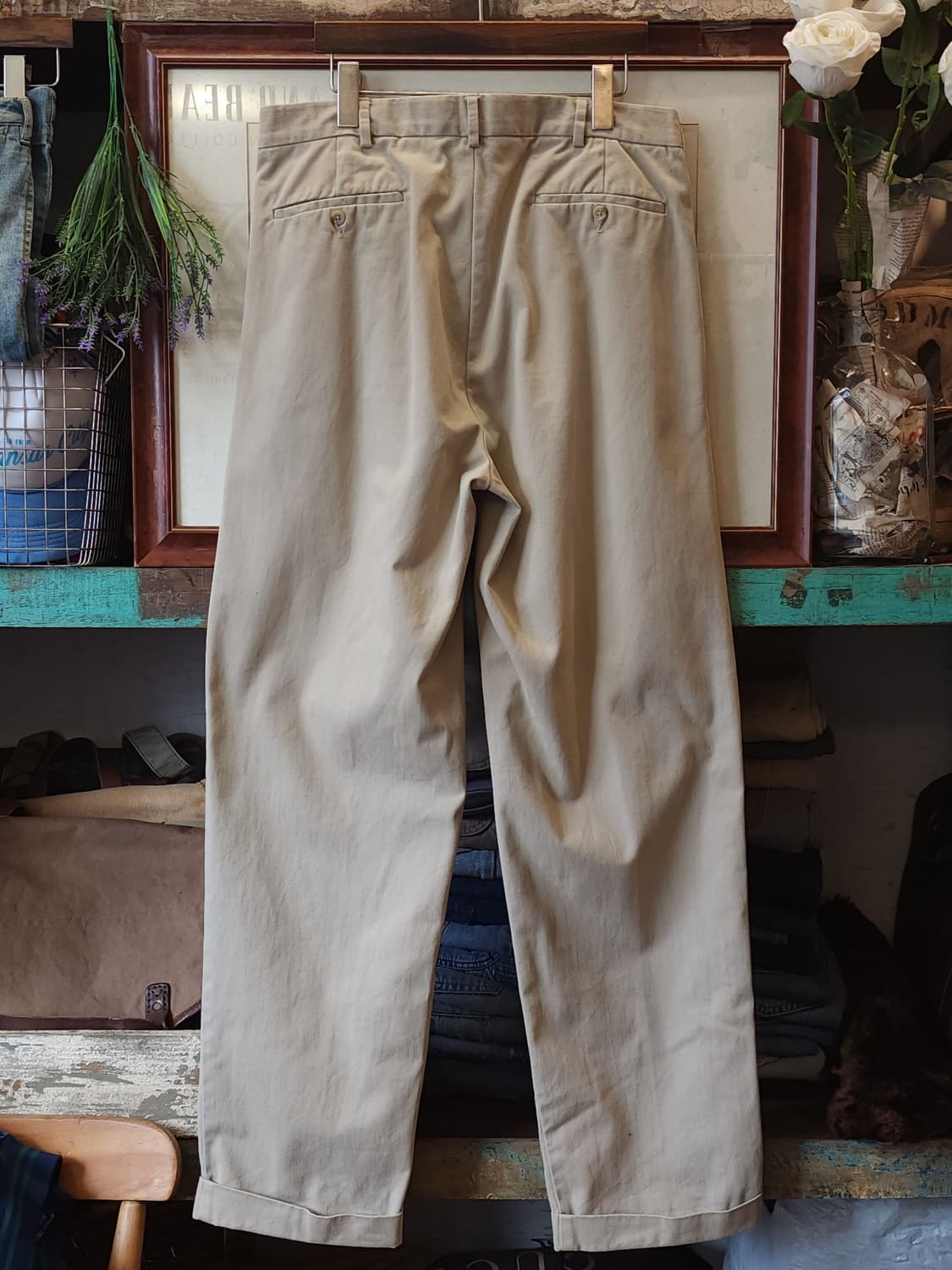 90s 폴로 치노팬츠 베이지 usa 패브릭 헤비코튼 34x32 상품이미지2