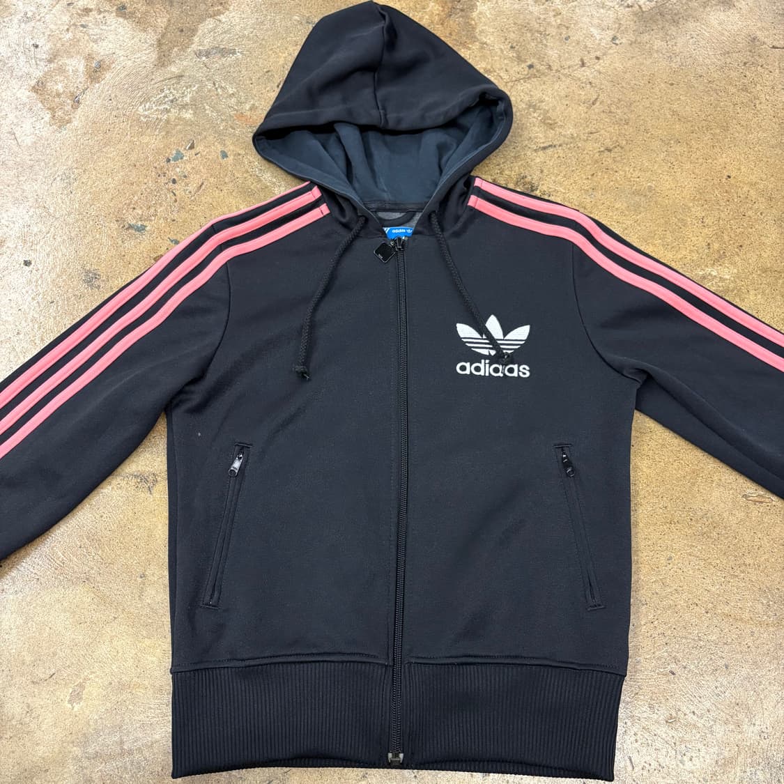 [정품/85] 아디다스 블랙 핑크 삼선 후드집업 져지 b16 상품이미지3