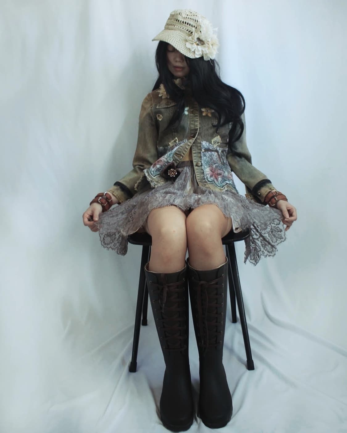 antique lace sha- skirt + ribbon brooch 상품이미지3