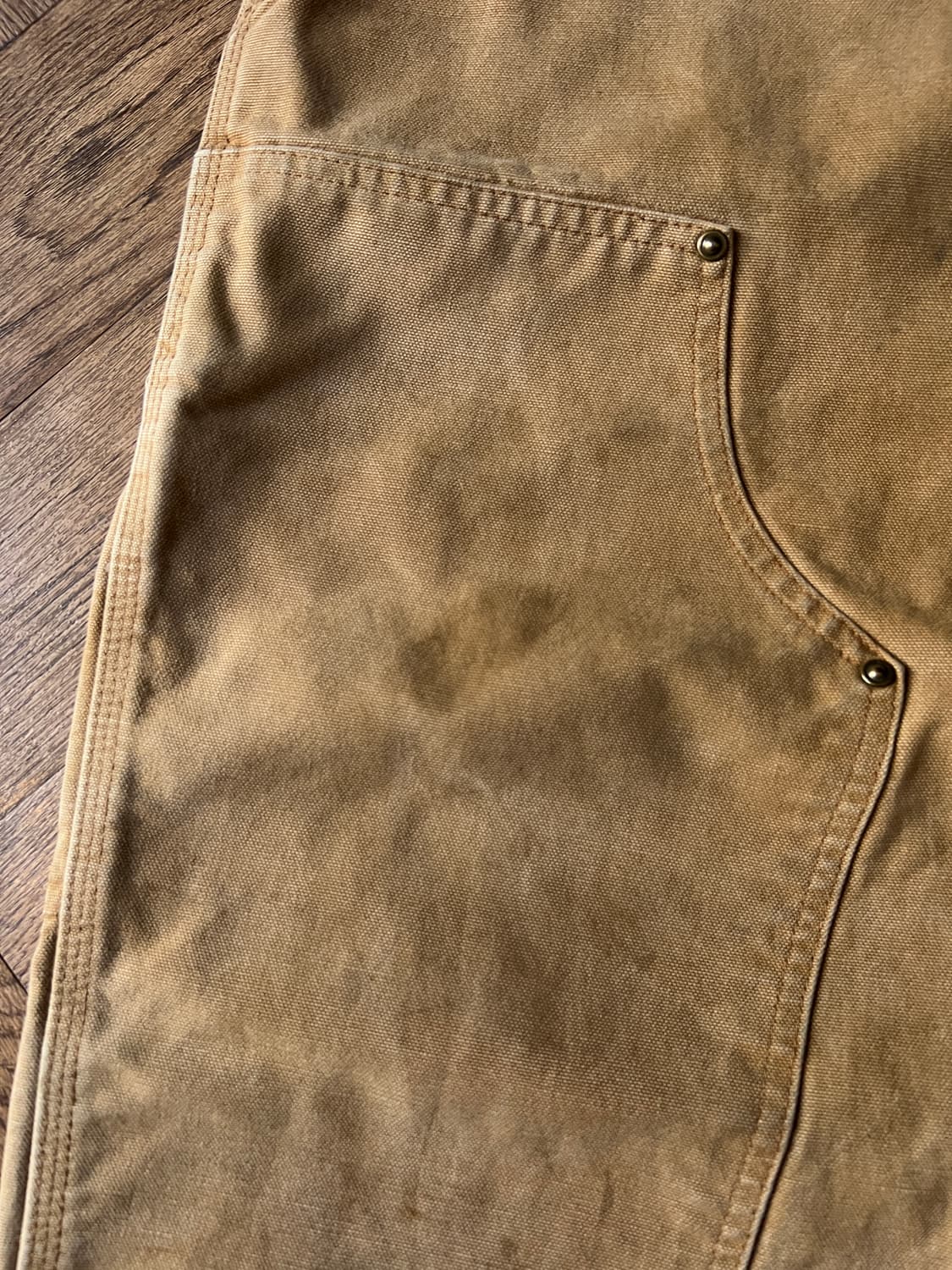 [33]칼하트 USA 더티워싱 브라운 더블니 워크 팬츠 상품이미지4