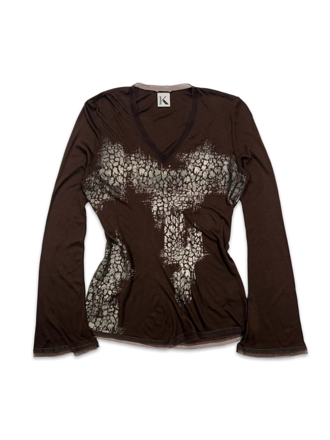 빈티지 EVEX by KRIZIA 브라운 긴팔티 상품이미지1