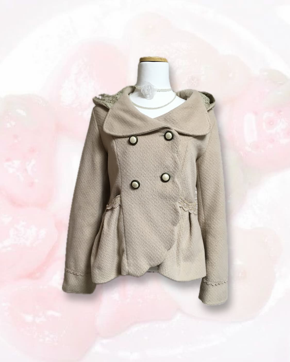 빈티지 엑시즈팜 레이스 후드 코트 상품이미지1