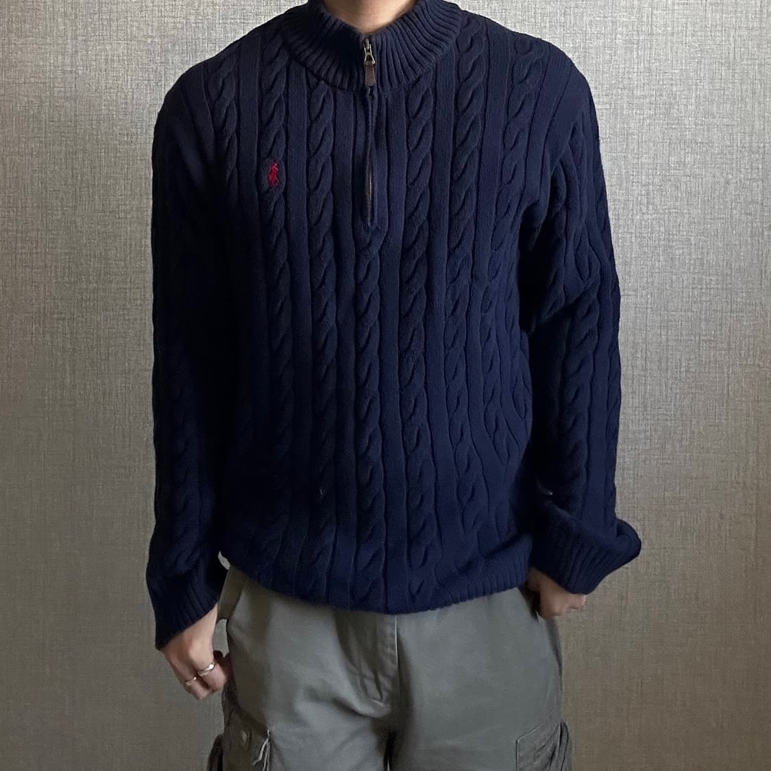 폴로 랄프로렌 꽈배기 하프집업 니트 XL 상품이미지2