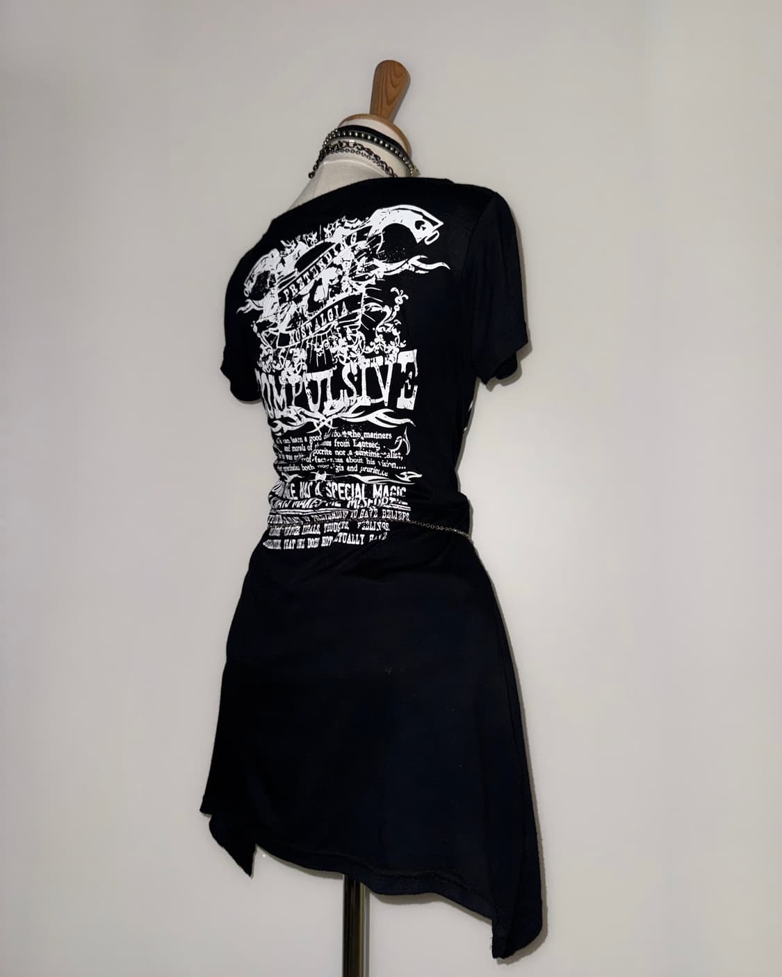 체리팝 드레이프 언발 와투케 펑크 반팔탑 원피스 상품이미지5