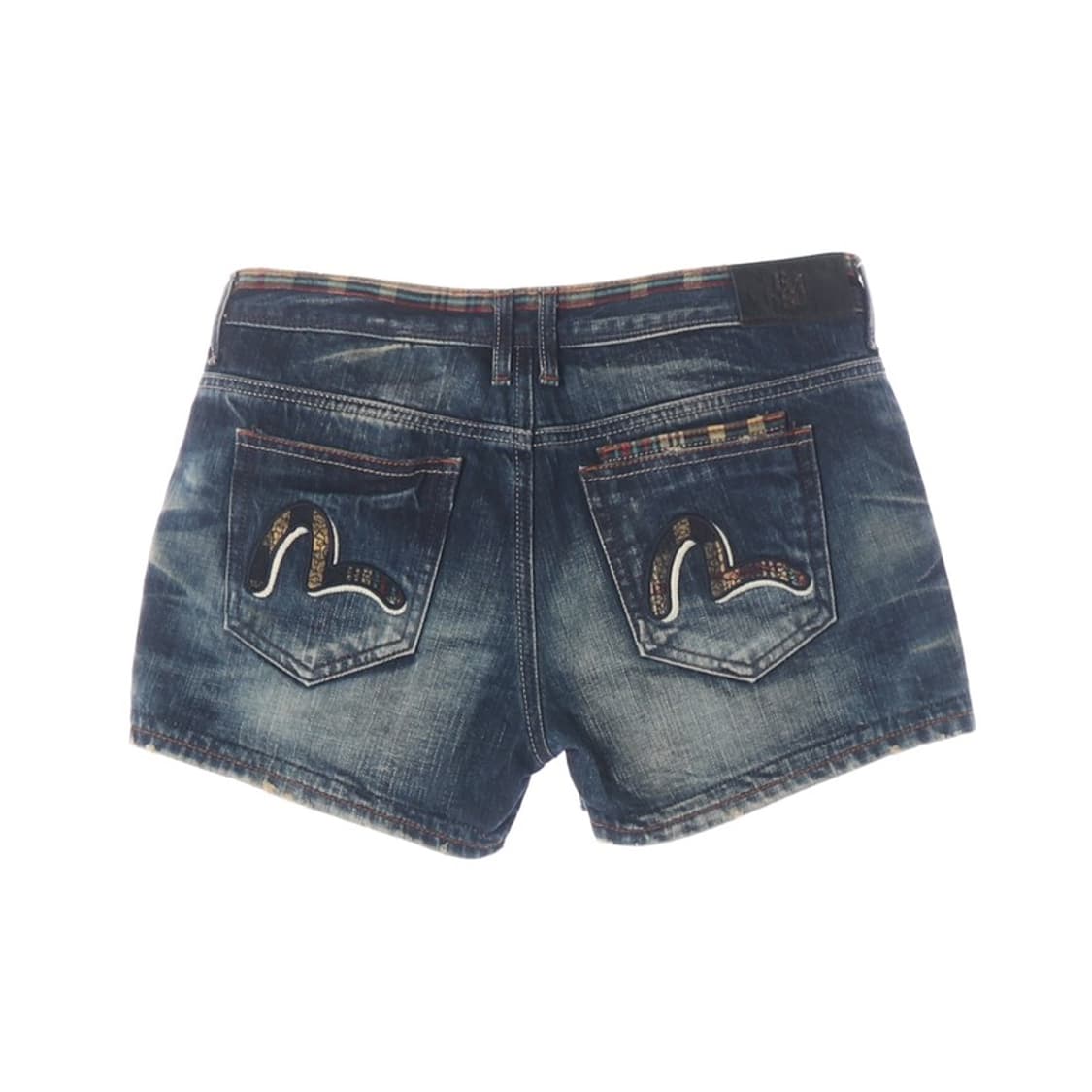 에비수 빈티지 체크 배색 데님 쇼츠 28 상품이미지2