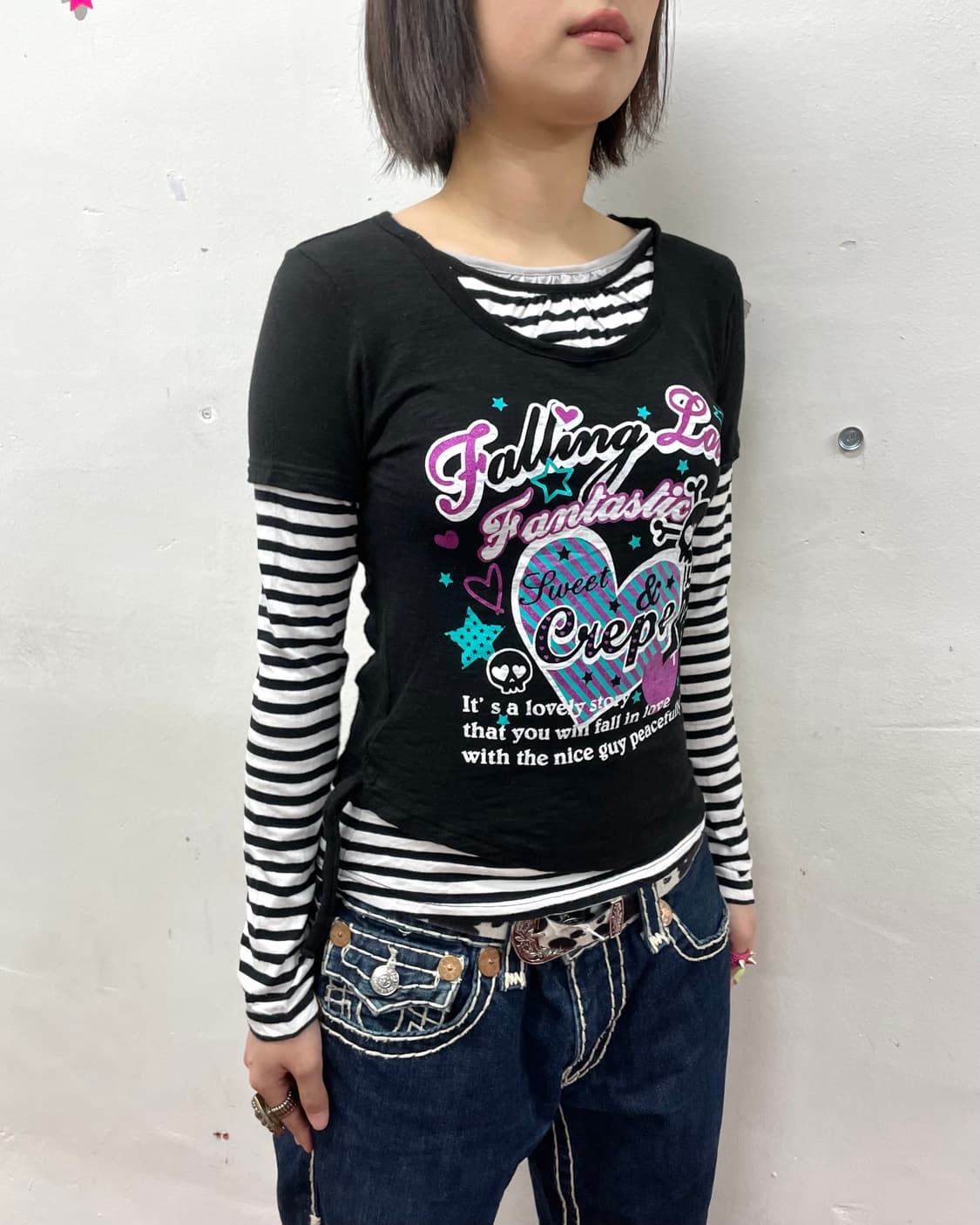 Layered Stripe Skull Strap Long Sleeve 상품이미지5