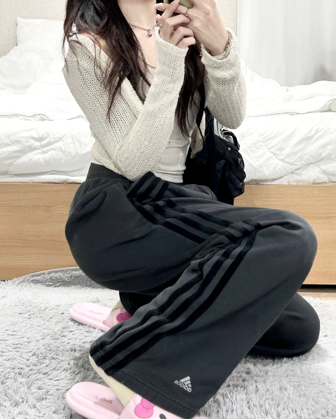 아디다스 차콜 삼선 코튼 트레이닝 팬츠 상품이미지2