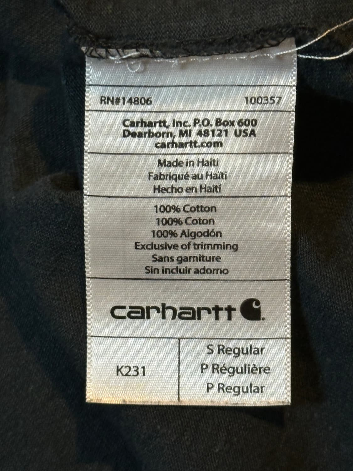 칼하트 CARHARTT 오리지널핏 사이드라인 롱슬리브 블랙 상품이미지5