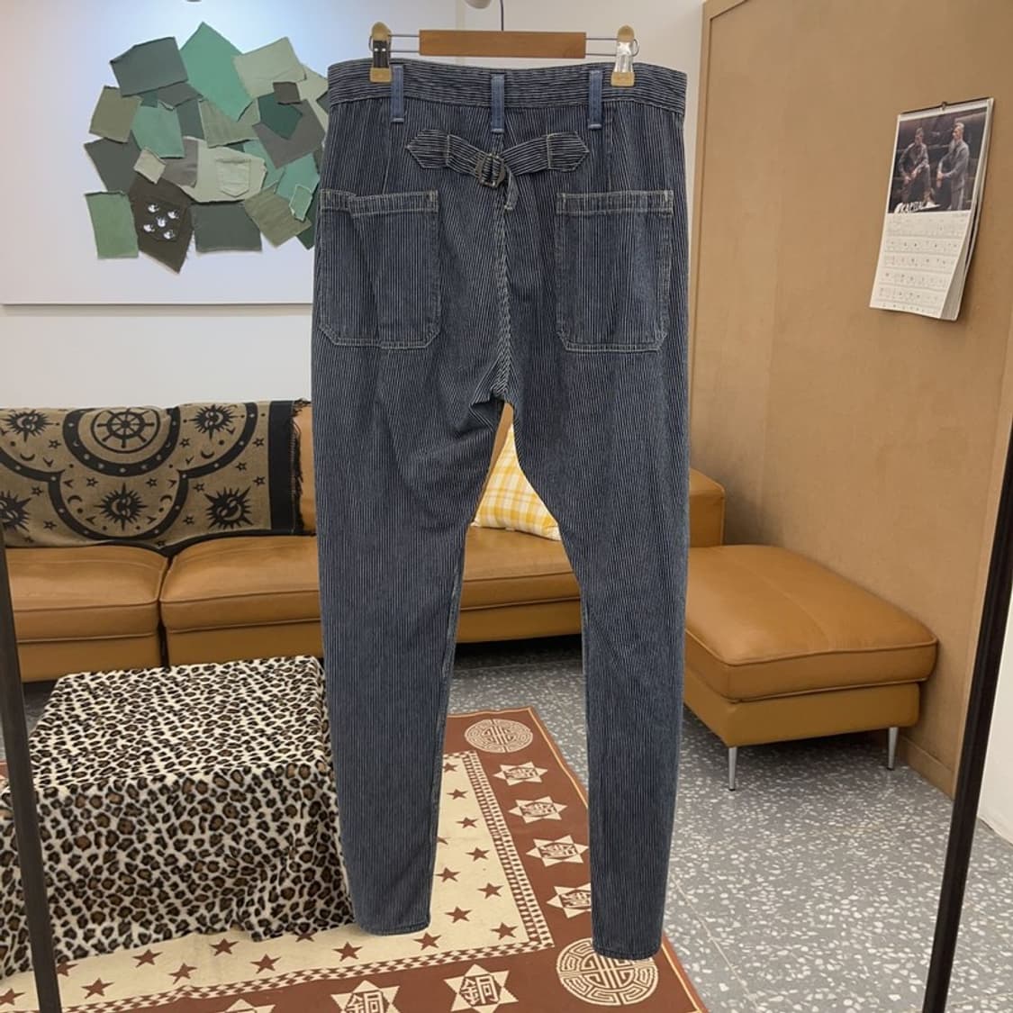 빈티지 빅포켓 캐주얼 유니크 스트라이프 면바지 S C08870 상품이미지4