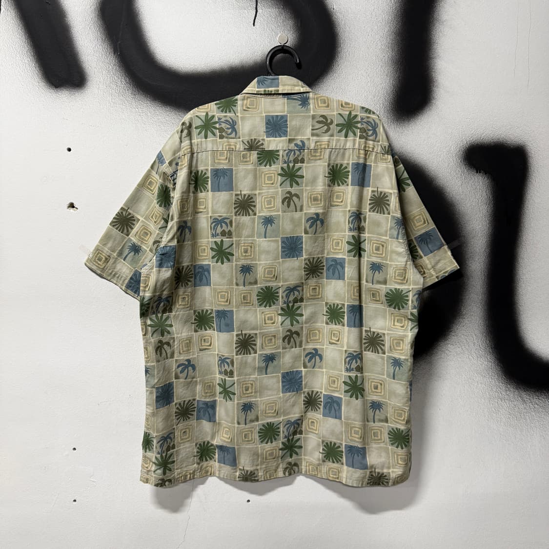 Pierre Cardin 빅사이즈 야자수 체크 풀 패턴 코튼 반팔 셔츠 상품이미지2