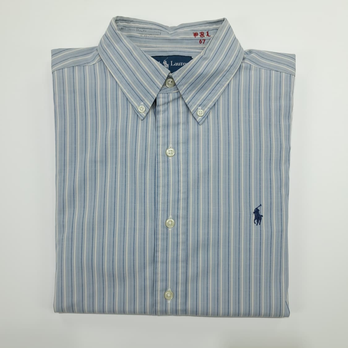 CN821 L 폴로 랄프로렌 베이비블루 올드스쿨 스트라이프 셔츠 남방 상품이미지10