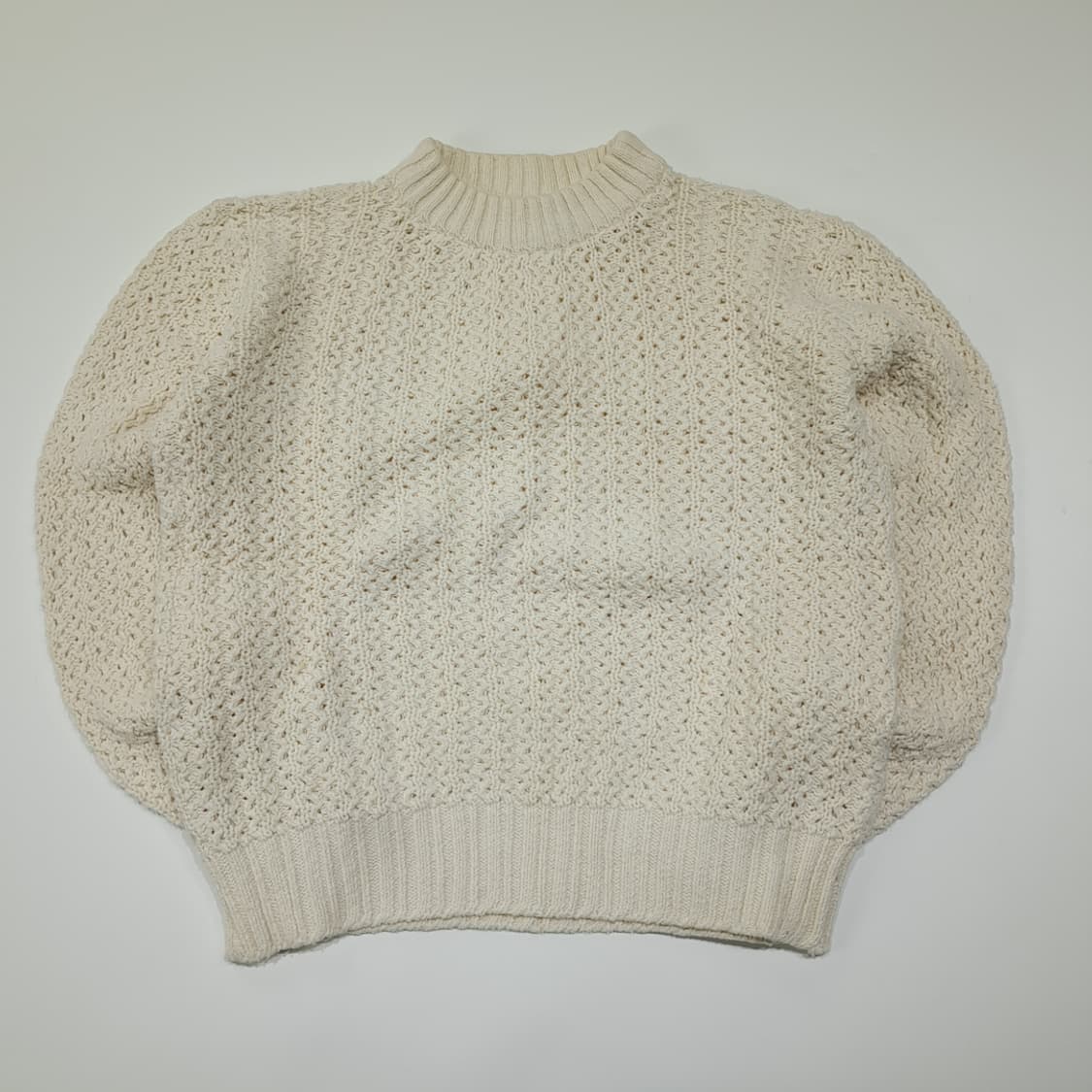 CL357 XL 엘엘빈 90s 허니콤 모크넥 아이보리 니트 스웨터 상품이미지1