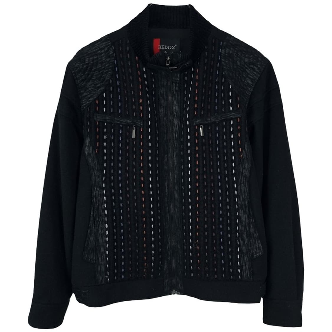 [레독스] 빈티지 패턴 니트 도킹 모직 자켓 블랙 M19107 상품이미지2