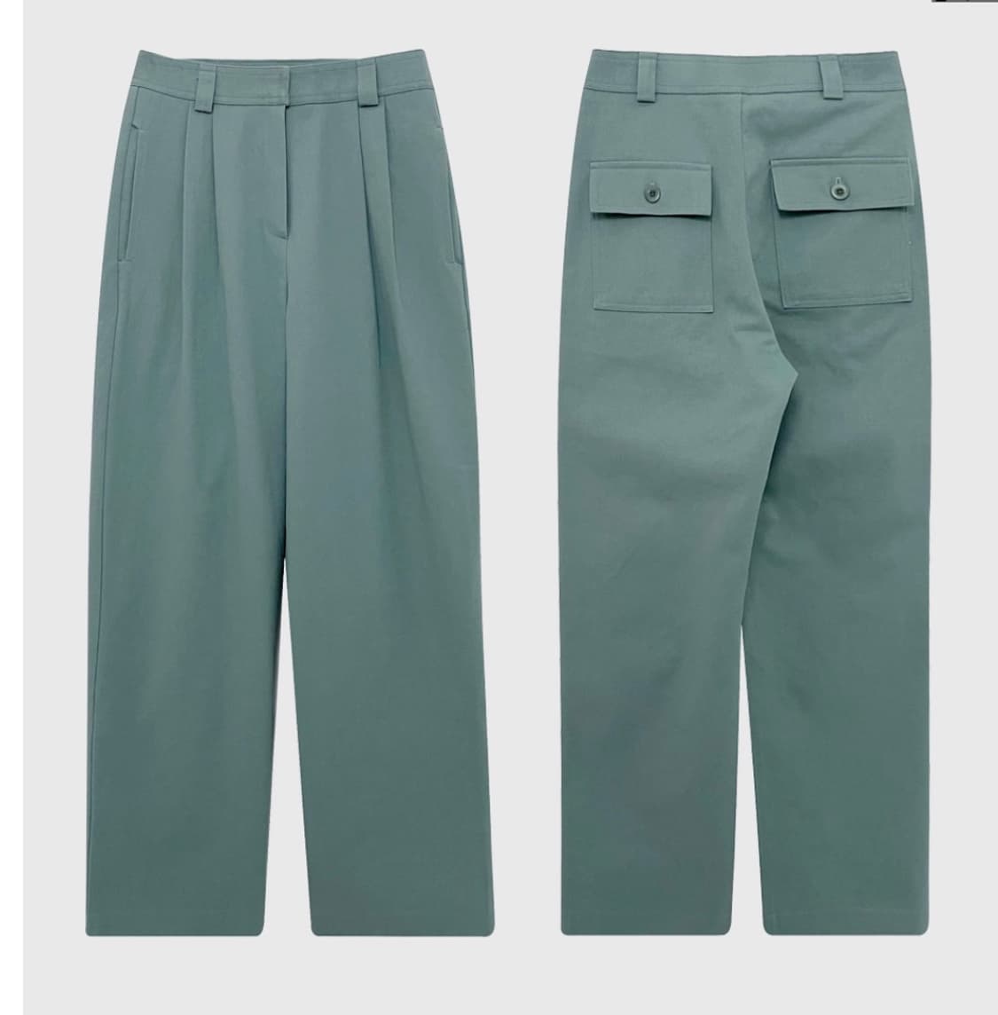 민트 코튼 턱 팬츠 상품이미지5