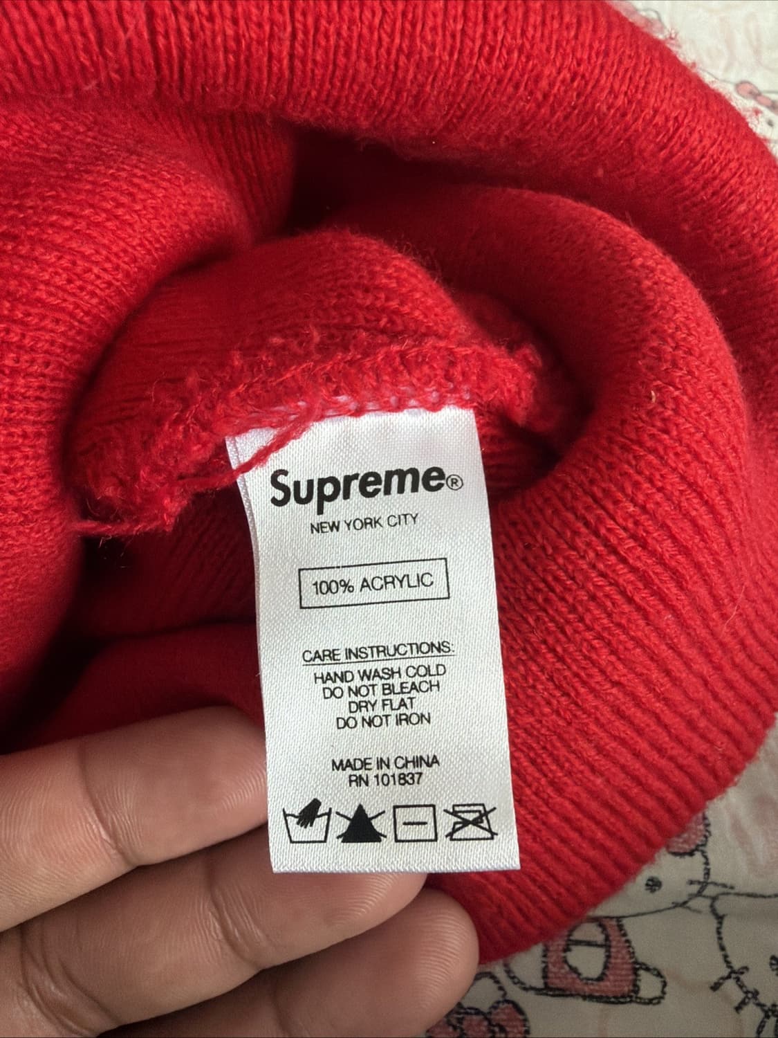 19FW 슈프림 1-800 비니 레드 상품이미지3