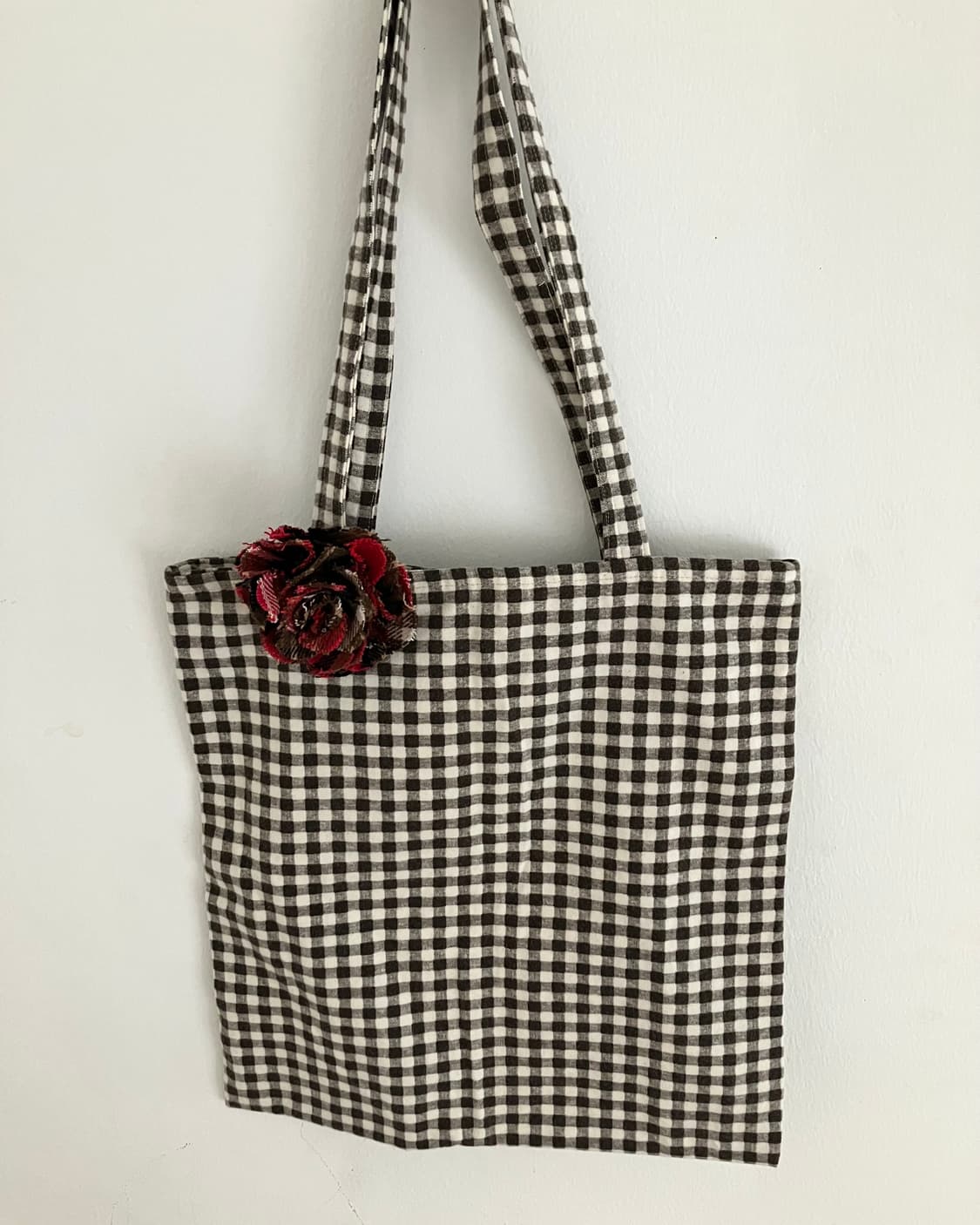 브라운 체크 에코백 상품이미지2