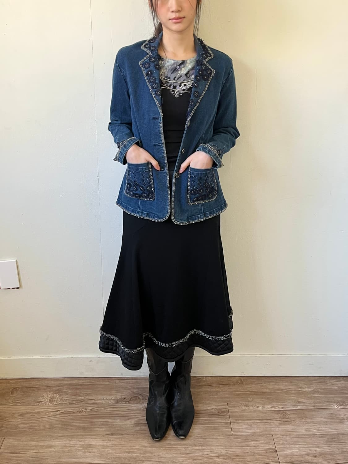 Otto 핸드 플라워 데님 자켓 상품이미지7