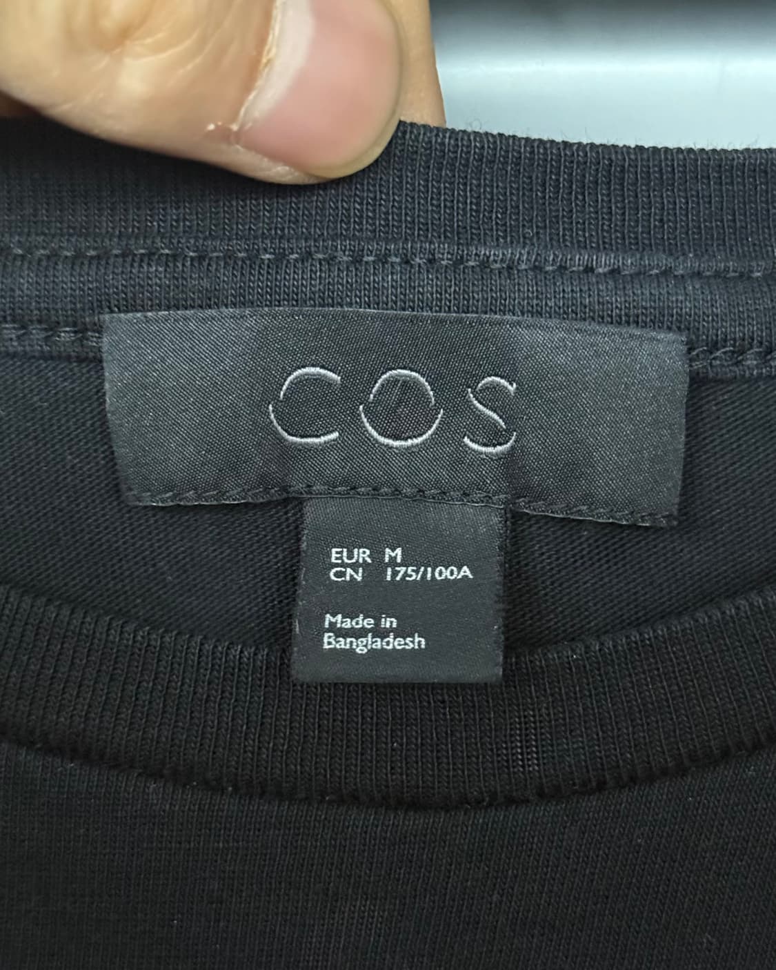 COS 코스 무지 블랙 검정 코튼 면 반팔 티 라운드넥 M 95 미니멀 상품이미지5